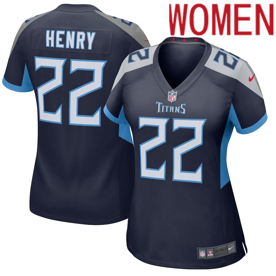 Women Tennessee Titans #22 Derrick Henry Nike Navy Player Game NFL Jersey->women nfl jersey->Women Jersey